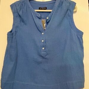 J Crew NWT Sleeveless Gauze Button Detail Top Medium